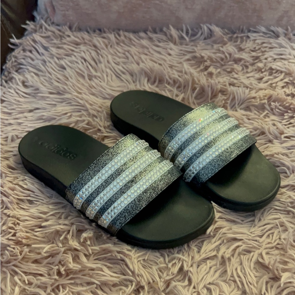 Adidas blinged out slides